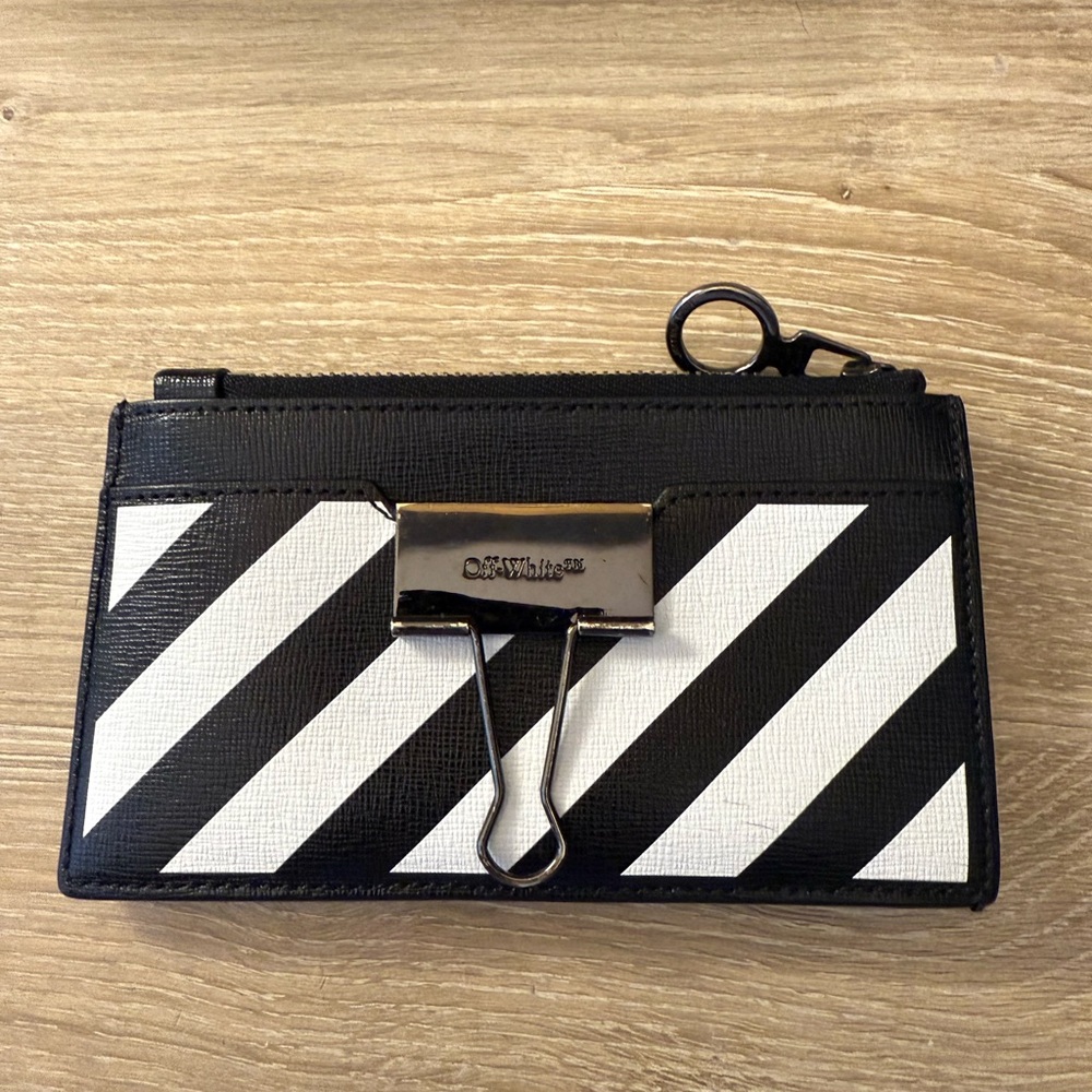 Off-White Monochrome Striped Card Holder